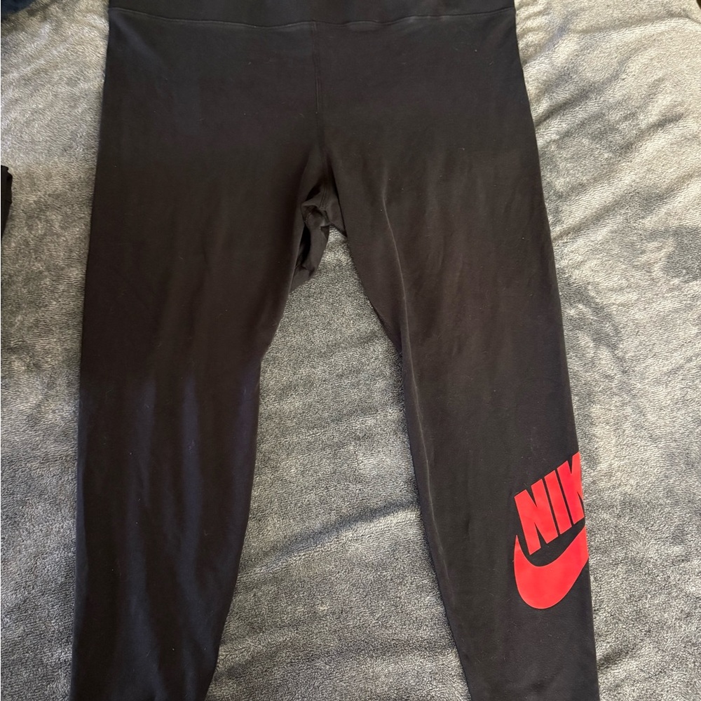 Nike Kids Leggings in Black with Bold Red Logo